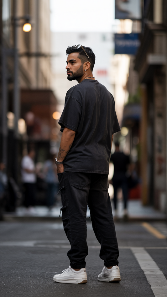 মা আমি শদিয়ালৈ যামেই - Premium Oversized T-Shirt - Black