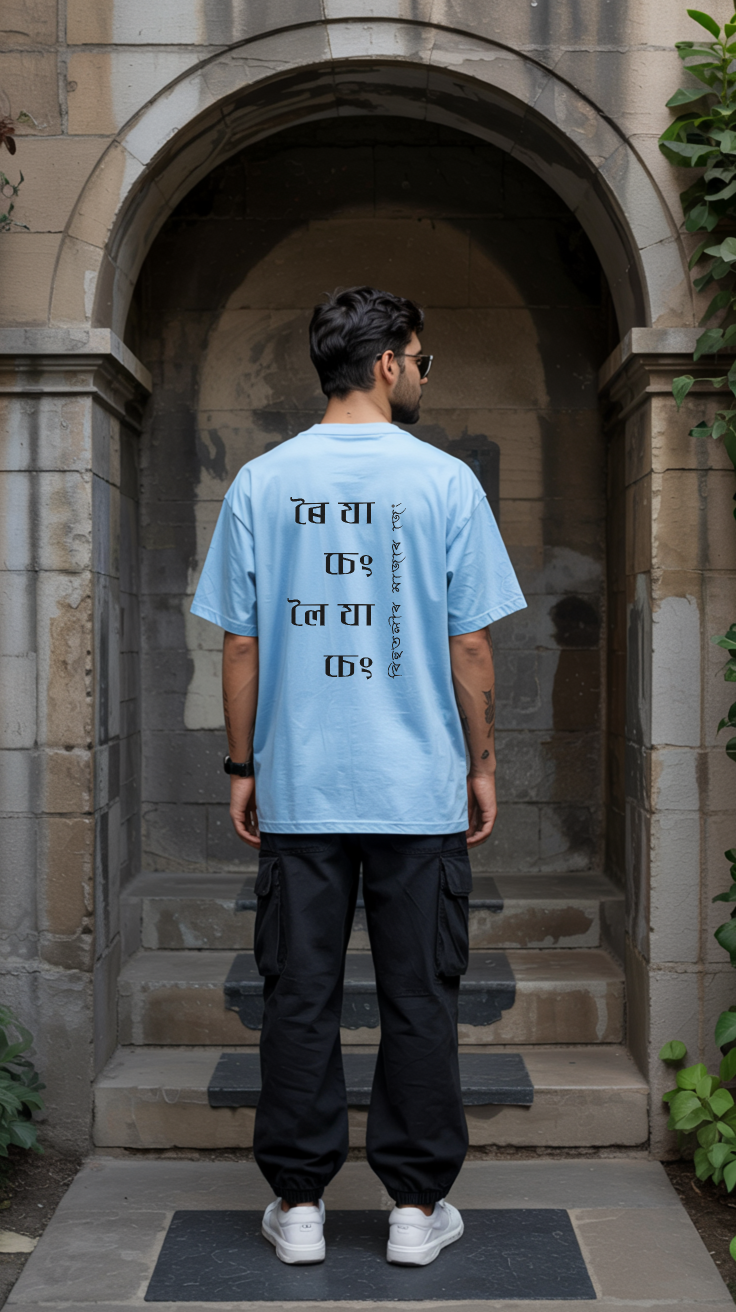 ৰৈ যা চেং,লৈ যা চেং  - Premium Oversized T-Shirt - Baby Blue