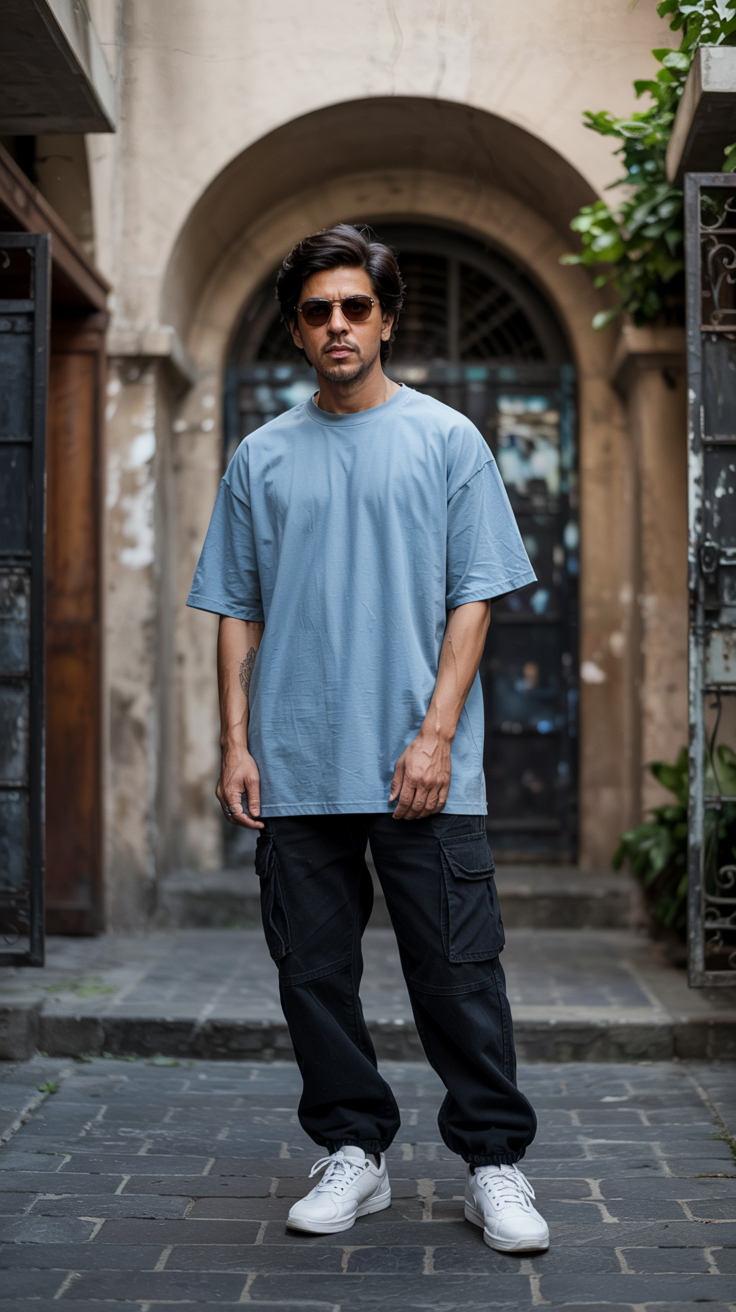 ৰৈ যা চেং,লৈ যা চেং  - Premium Oversized T-Shirt - Baby Blue
