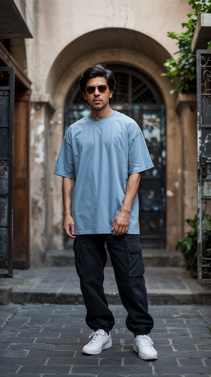 ৰৈ যা চেং,লৈ যা চেং  - Premium Oversized T-Shirt - Baby Blue