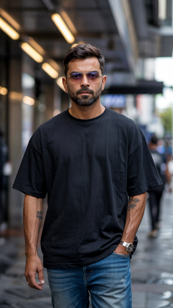 অতি ভক্তি চোৰৰ লক্ষণ - Premium Oversized T-Shirt - Black
