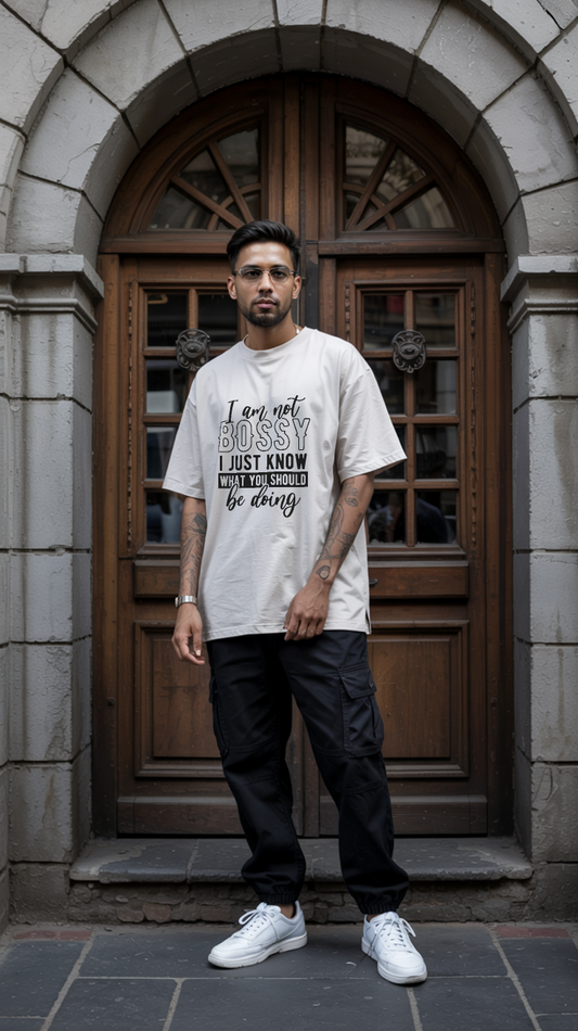 I Am Not Bossy- Premium Oversized T-Shirt - White